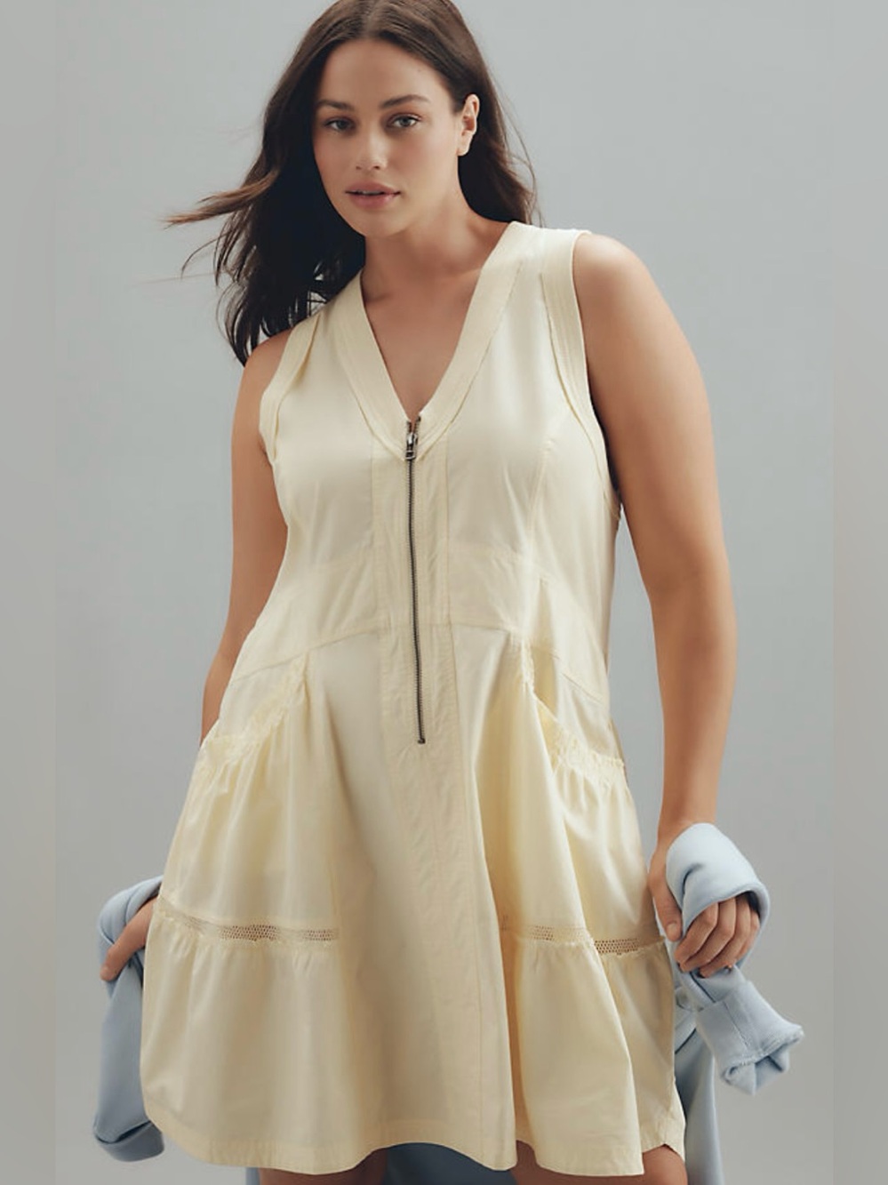 Daily Practice Anthropologie Butter Yellow Trek Utility Mini Parachute Zip Dress